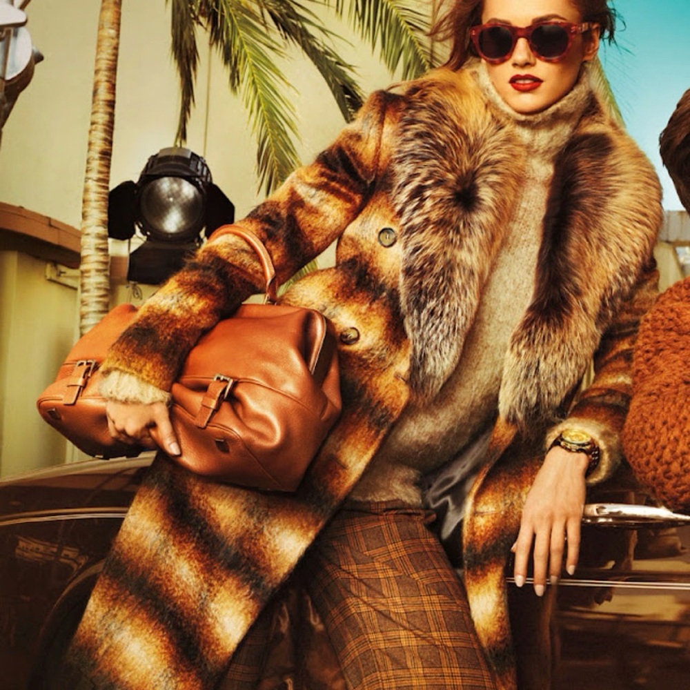 Runway collection Michael Kors Made in Italy Striped Fur-Trimmed Coat